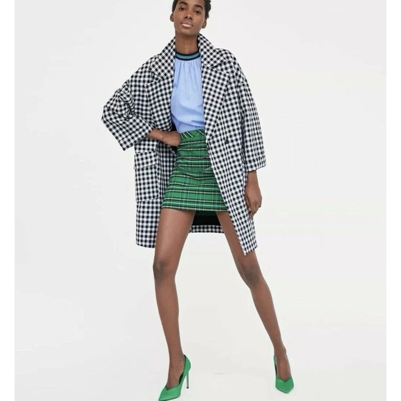 Zara Jackets & Blazers - Zara check gingham dogtooth tartan coat jacket XS sold out bloggers